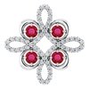 14K White Chatham Created Ruby and .17 CTW Diamond Clover Pendant Ref 14131442